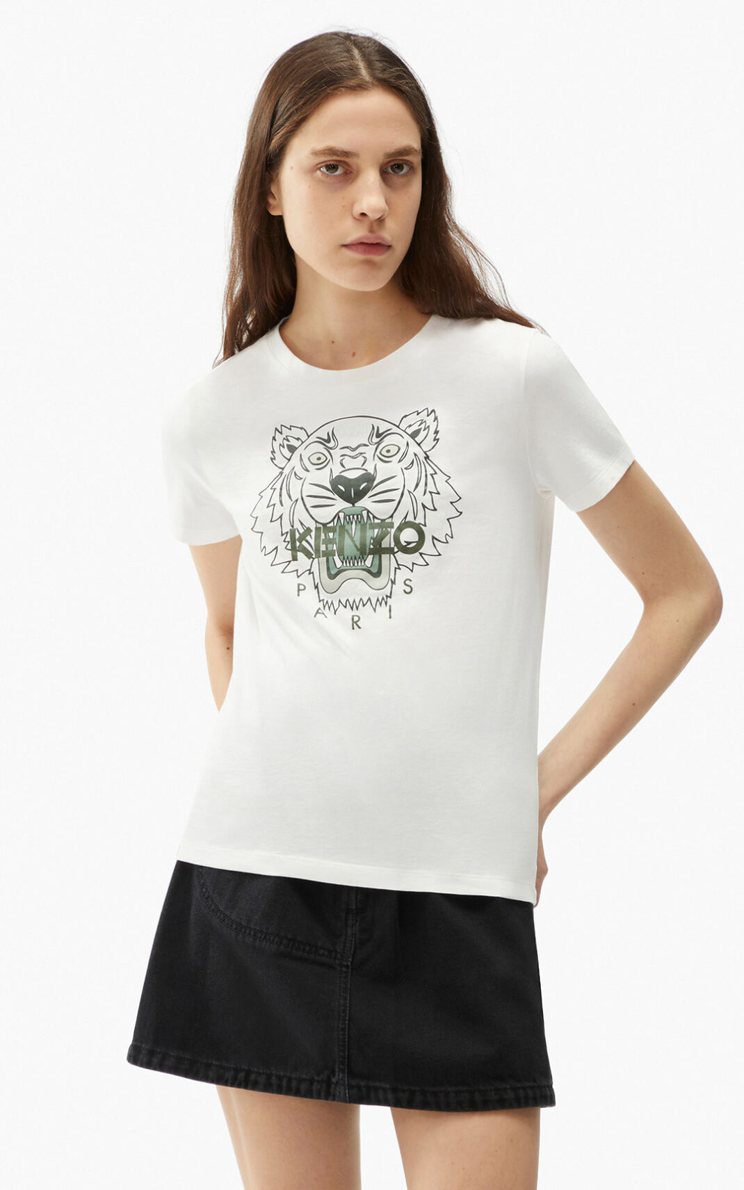 T Shirt Kenzo Tiger Femme Blanche | PIUX-48352